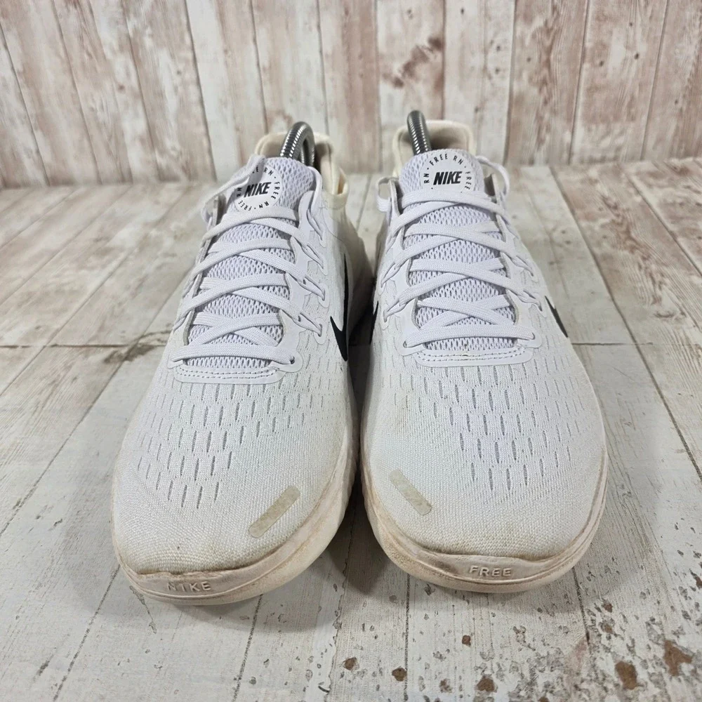 Nike Free RN 2018 Mens White Black Running Shoes 942836-100 Size 8